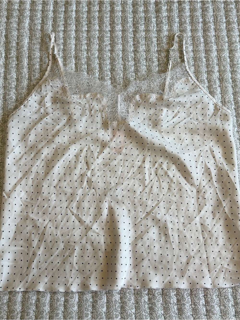 Victorias secret Women’s Cream Polka Dot Lace-Trim Cami Top